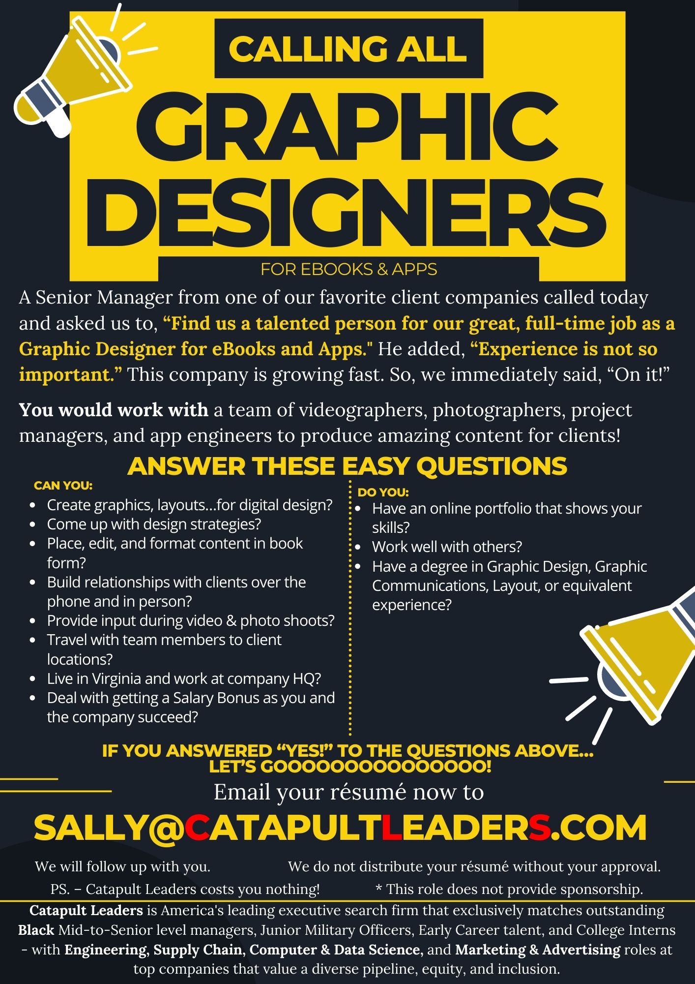 Graphic Designer Job Ad - Catapult Leaders