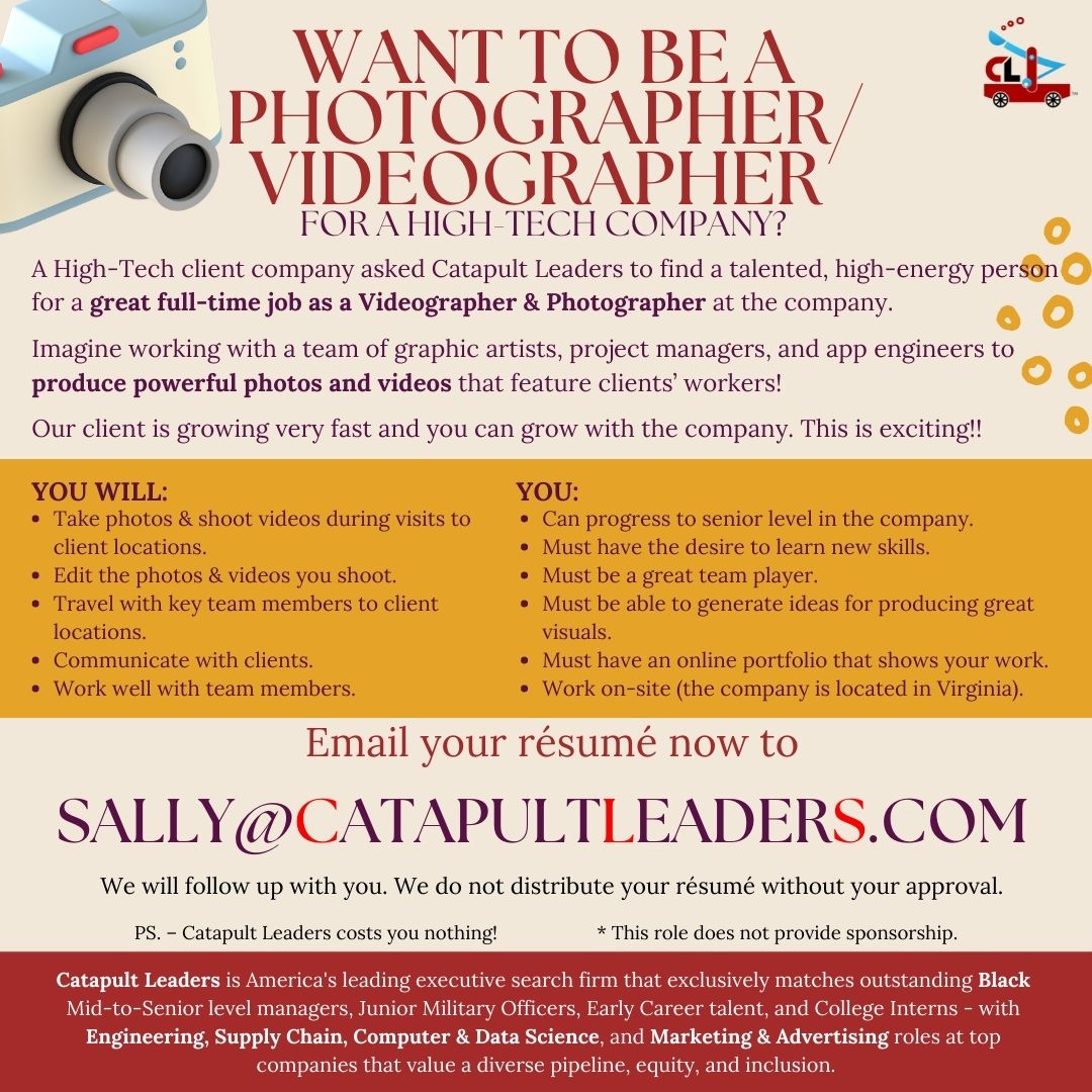 Videographer-Photographer Job Ad - Catapult Leaders
