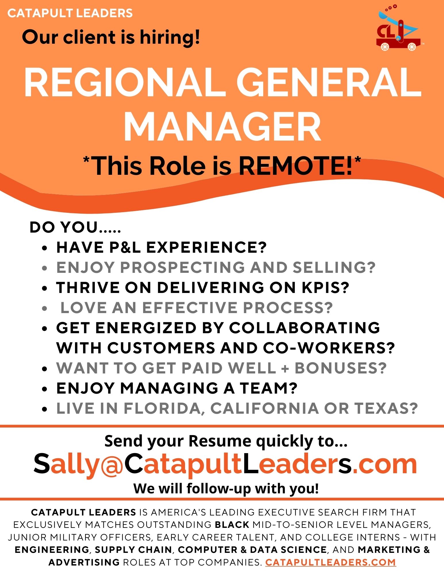 regional general manager job - catapult leaders